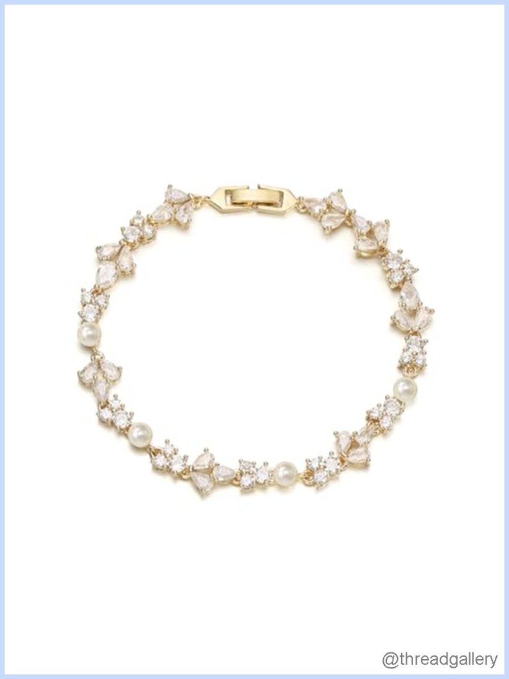 Cubic Zirconia Pearl Tennis Bracelet Bridal Prom Jewelry Gift